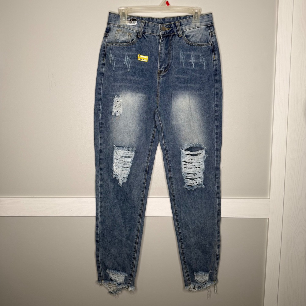 Target Online Brand Jeans Womens Medium Blue Distressed High Rise Raw Hem Denim